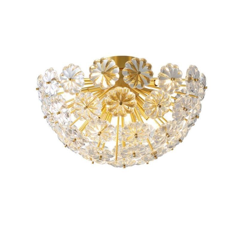 Lámpara de techo decorativa moderna con forma de flor y montaje empotrado de vidrio semicircular