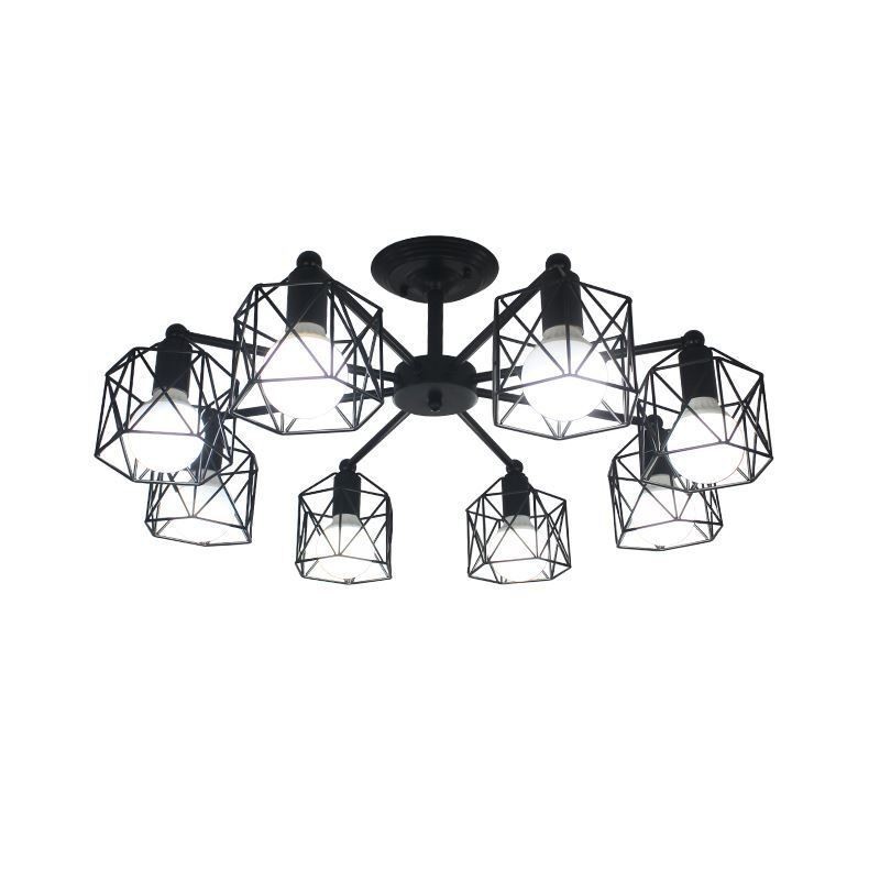 Lámpara colgante moderna de jaula de pájaros de hierro, iluminación decorativa