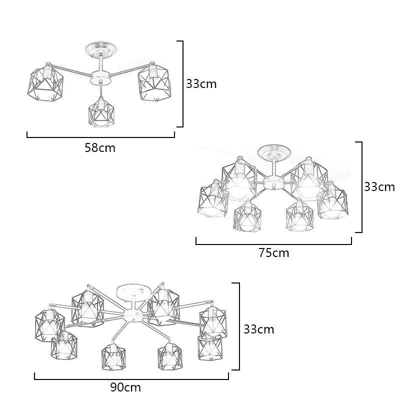 Lámpara colgante moderna de jaula de pájaros de hierro, iluminación decorativa