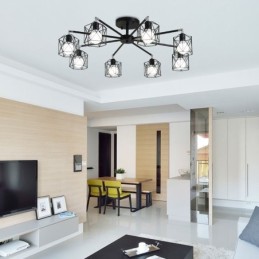 Lámpara colgante moderna de jaula de pájaros de hierro, iluminación decorativa