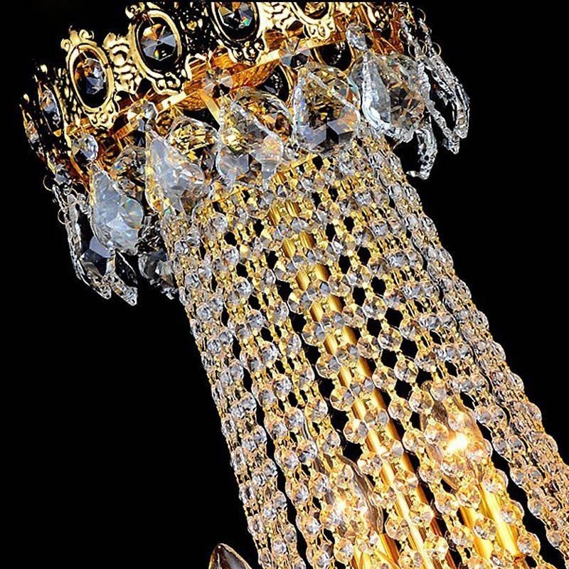 Lámpara colgante de escalera dúplex de cristal de lujo europeo