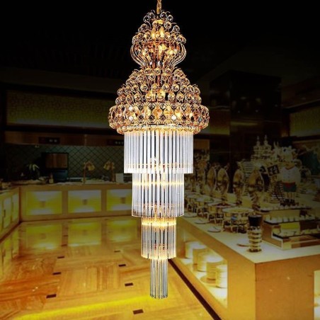 Lámpara colgante larga de lujo estilo imperio de cristal retro Lámpara colgante larga de lujo estilo imperio de cristal retro