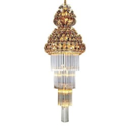 Lámpara colgante larga de lujo estilo imperio de cristal retro