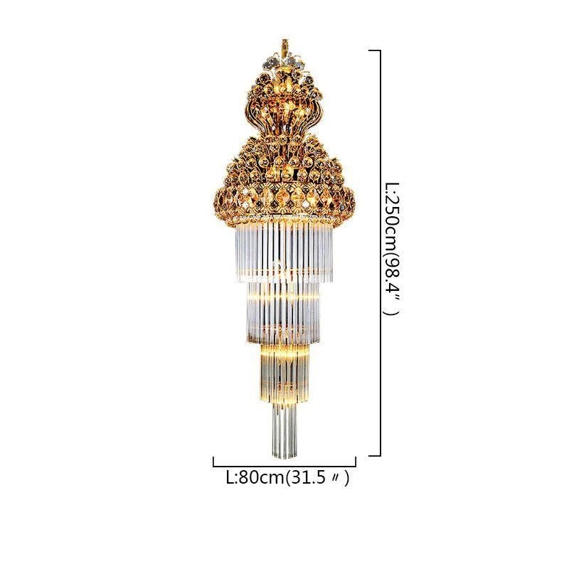 Lámpara colgante larga de lujo estilo imperio de cristal retro