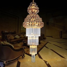 Lámpara colgante larga de lujo estilo imperio de cristal retro