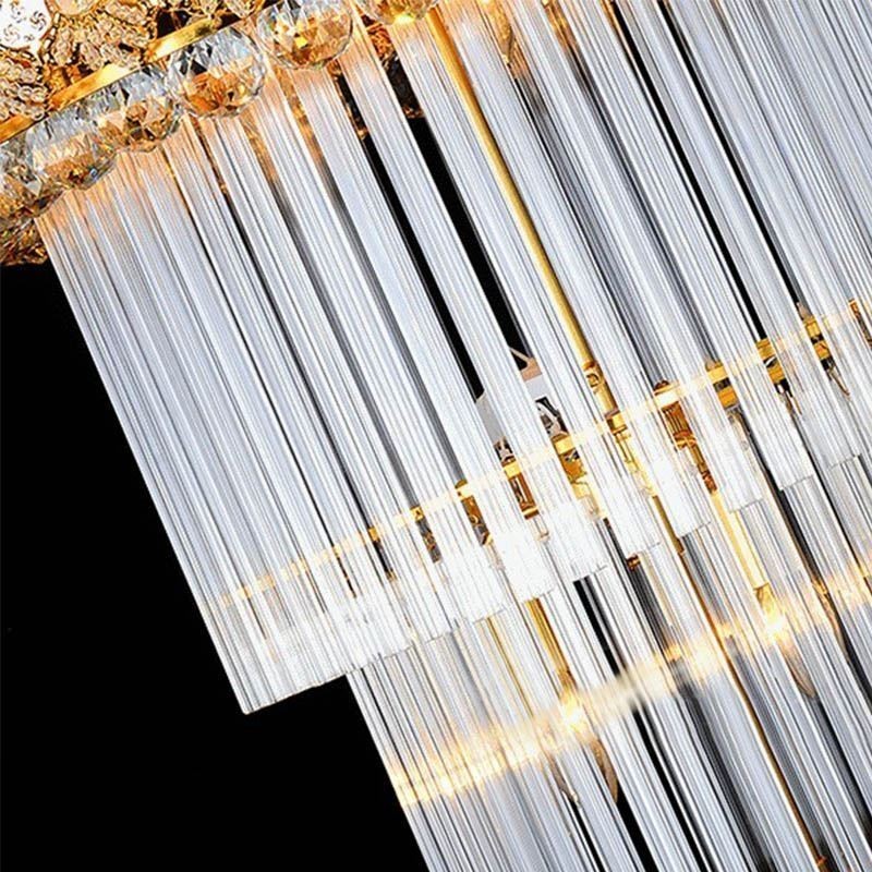 Lámpara colgante larga de lujo estilo imperio de cristal retro