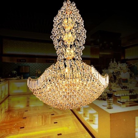 Lámpara colgante estilo imperio de cristal europeo, grande, color dorado Lámpara colgante estilo imperio de cristal europeo, grande, color dorado