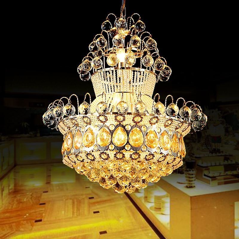 Lámpara colgante de cristal simple estilo imperio dorado moderno