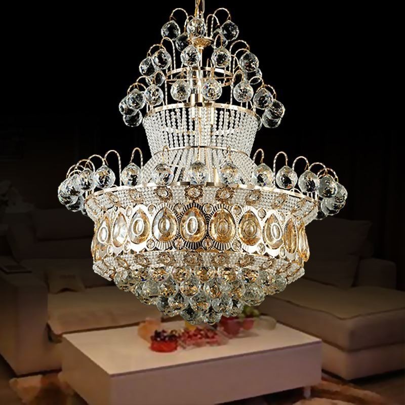 Lámpara colgante de cristal simple estilo imperio dorado moderno