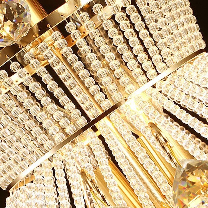 Lámpara colgante de cristal simple estilo imperio dorado moderno