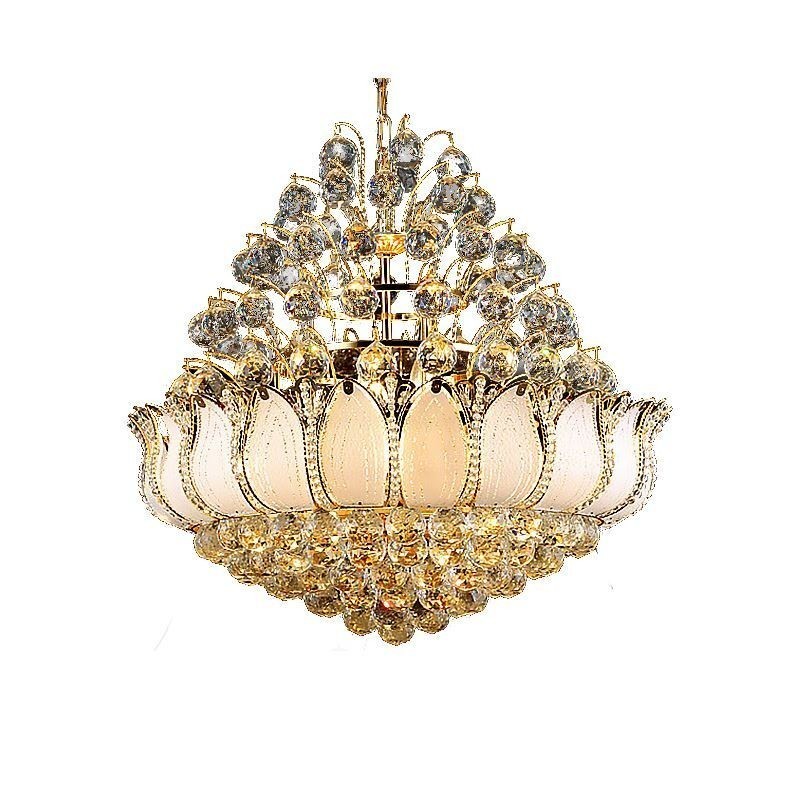 Lámpara colgante contemporánea de cristal estilo imperio color dorado Lotus