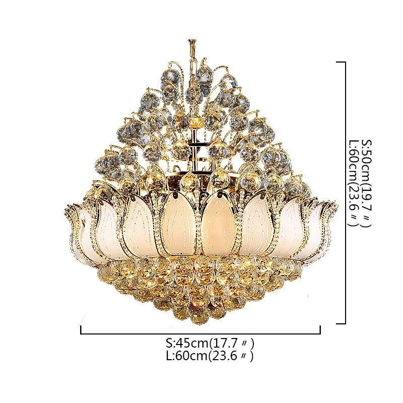 Lámpara colgante contemporánea de cristal estilo imperio color dorado Lotus
