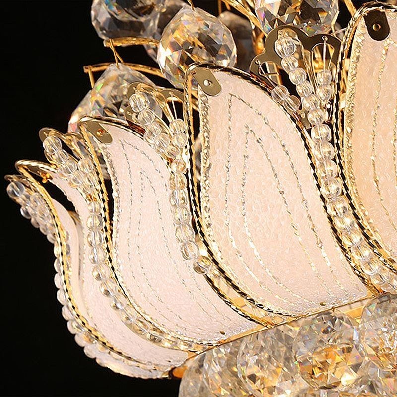 Lámpara colgante contemporánea de cristal estilo imperio color dorado Lotus