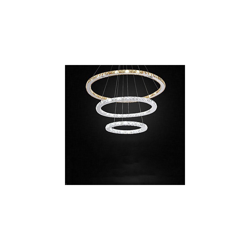 Lámparas colgantes de cristal K9 ámbar y transparente, iluminación con 3 anillos