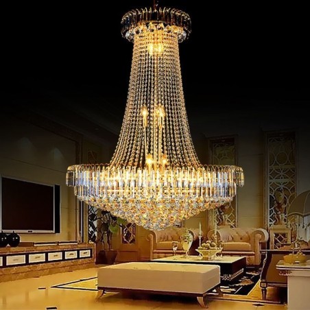 Elegante lámpara colgante de cristal europea, lámpara colgante larga, escalera dúplex Elegante lámpara colgante de cristal europea, lámpara colgante larga, escalera dúplex