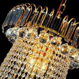 Elegante lámpara colgante de cristal europea, lámpara colgante larga, escalera dúplex