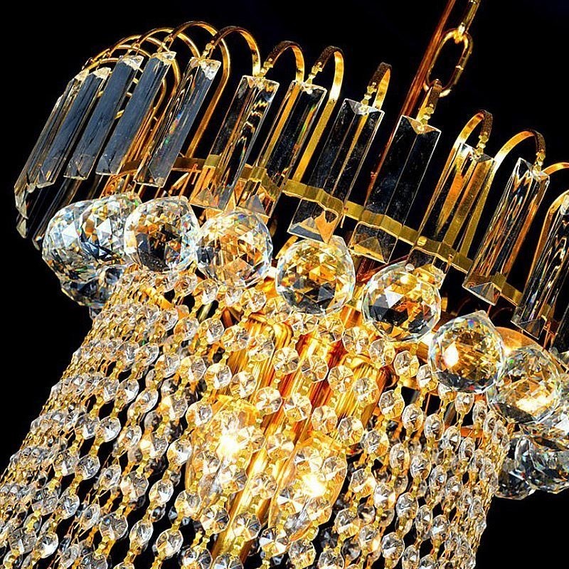Elegante lámpara colgante de cristal europea, lámpara colgante larga, escalera dúplex