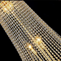 Elegante lámpara colgante de cristal europea, lámpara colgante larga, escalera dúplex