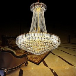 Elegante lámpara colgante de cristal europea, lámpara colgante larga, escalera dúplex
