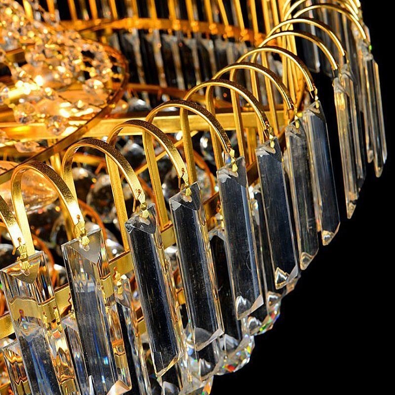 Elegante lámpara colgante de cristal europea, lámpara colgante larga, escalera dúplex