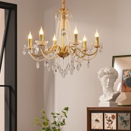 Lámpara colgante de cristal americano estilo rústico con diseño creativo de hierro.