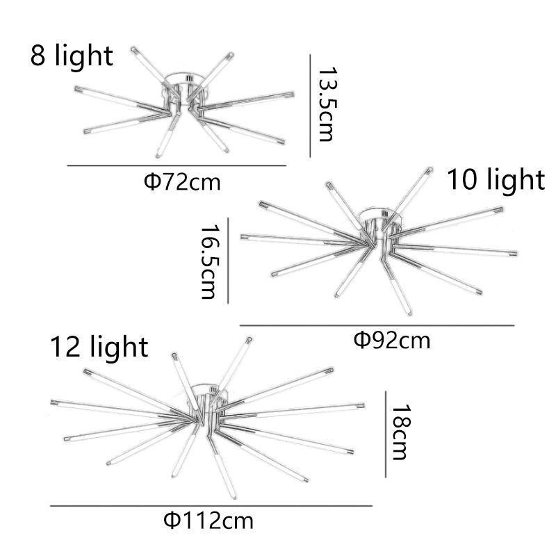 Lámpara de techo sencilla con diseño de fuegos artificiales y montaje empotrado