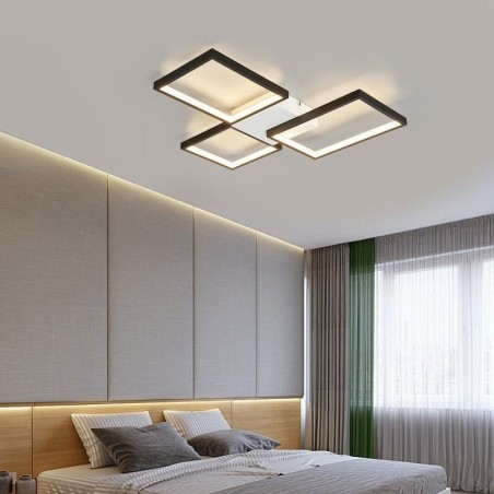 Lámpara de techo minimalista empotrada de 3 luces cuadradas, regulable sin escalonamientos, con control remoto de 60 W Lámpara de techo minimalista empotrada de 3 luces cuadradas, regulable sin escalonamientos, con control remoto de 60 W