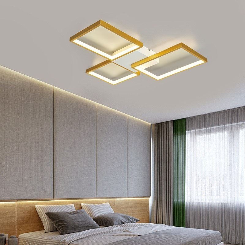Lámpara de techo minimalista empotrada de 3 luces cuadradas, regulable sin escalonamientos, con control remoto de 60 W