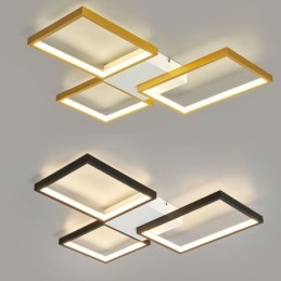 Lámpara de techo minimalista empotrada de 3 luces cuadradas, regulable sin escalonamientos, con control remoto de 60 W