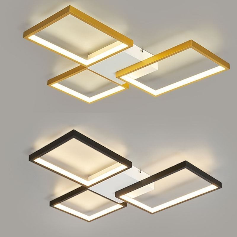 Lámpara de techo minimalista empotrada de 3 luces cuadradas, regulable sin escalonamientos, con control remoto de 60 W