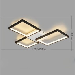 Lámpara de techo minimalista empotrada de 3 luces cuadradas, regulable sin escalonamientos, con control remoto de 60 W