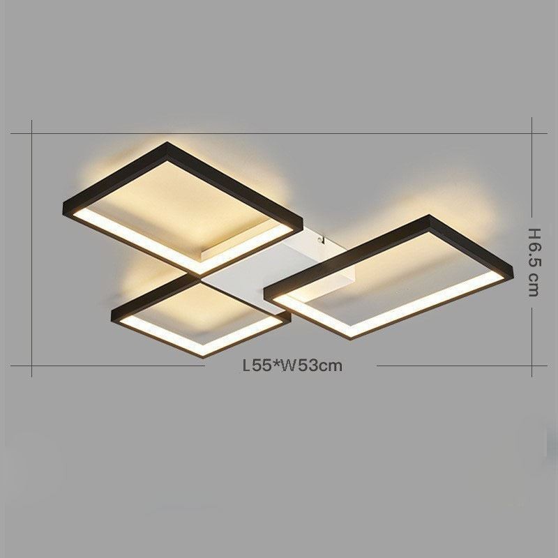 Lámpara de techo minimalista empotrada de 3 luces cuadradas, regulable sin escalonamientos, con control remoto de 60 W