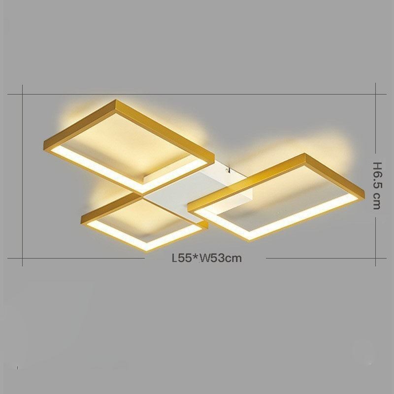 Lámpara de techo minimalista empotrada de 3 luces cuadradas, regulable sin escalonamientos, con control remoto de 60 W