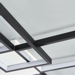 Lámpara de techo minimalista empotrada de cinco luces cuadradas, regulable sin escalonamientos con control remoto, 92 W