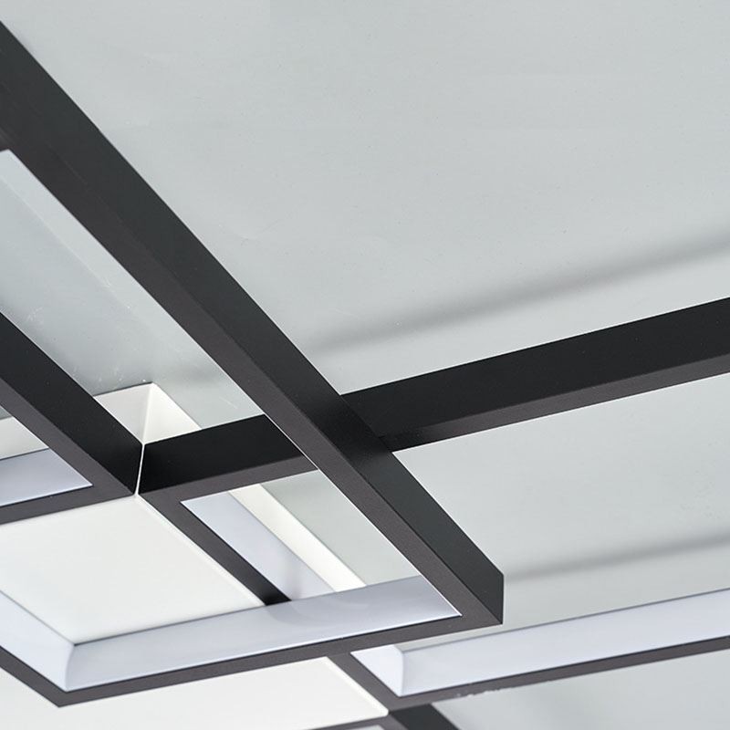 Lámpara de techo minimalista empotrada de cinco luces cuadradas, regulable sin escalonamientos con control remoto, 92 W