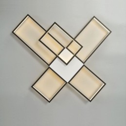 Lámpara de techo minimalista empotrada de cinco luces cuadradas, regulable sin escalonamientos con control remoto, 92 W