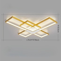 Lámpara de techo minimalista empotrada de cinco luces cuadradas, regulable sin escalonamientos con control remoto, 92 W