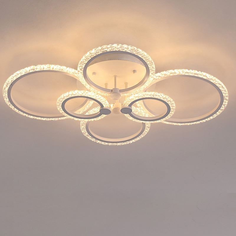 Lámpara de techo empotrada de acrílico circular minimalista moderna con flores