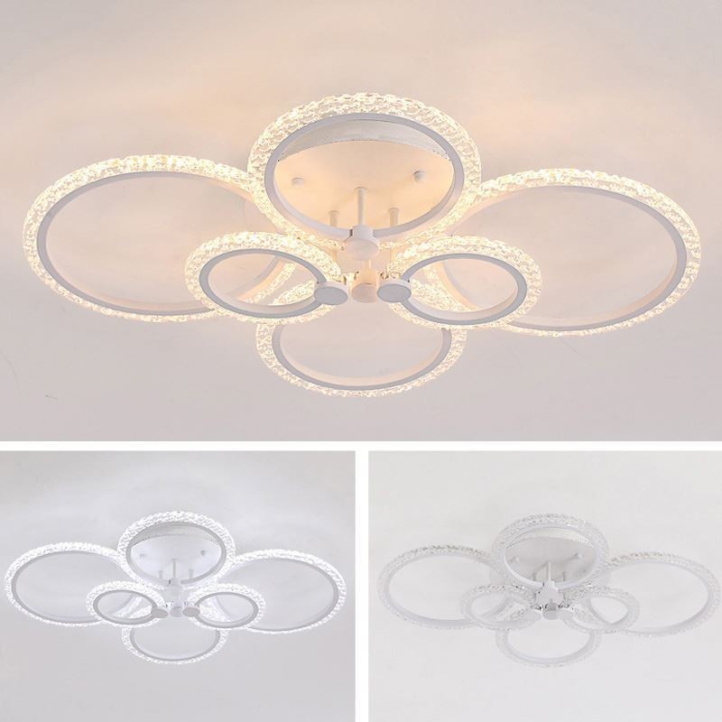 Lámpara de techo empotrada de acrílico circular minimalista moderna con flores