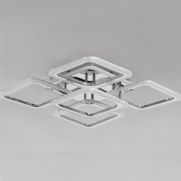 Lámpara de techo cuadrada de acrílico cromado con montaje empotrado de 5 luces