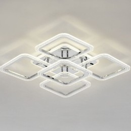 Lámpara de techo cuadrada de acrílico cromado con montaje empotrado de 5 luces