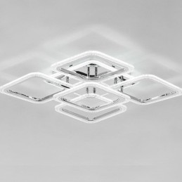 Lámpara de techo cuadrada de acrílico cromado con montaje empotrado de 5 luces