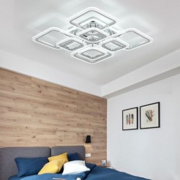 Lámpara de techo cuadrada de acrílico empotrada cromada de 8 luces
