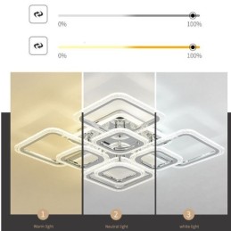 Lámpara de techo cuadrada de acrílico empotrada cromada de 8 luces