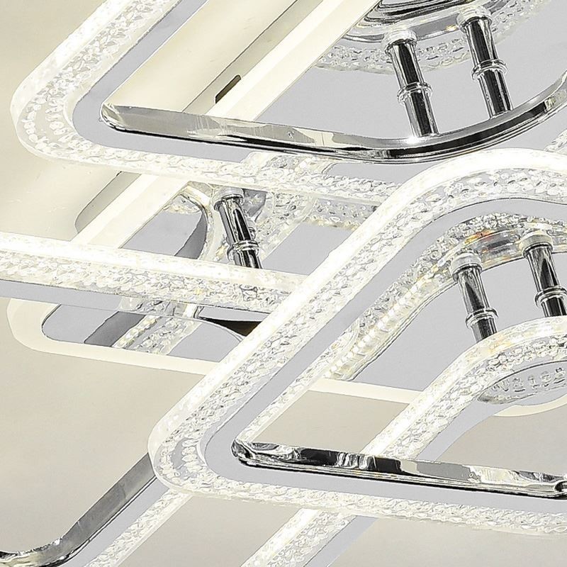 Lámpara de techo cuadrada de acrílico empotrada cromada de 8 luces