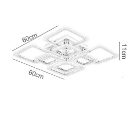 Lámpara de techo cuadrada de acrílico empotrada cromada de 8 luces