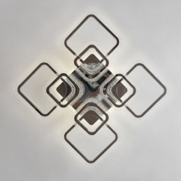 Lámpara de techo cuadrada de acrílico empotrada cromada de 8 luces