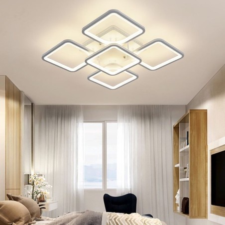 Lámpara de techo cuadrada de acrílico blanco empotrada de 5 luces y 8 luces Lámpara de techo cuadrada de acrílico blanco empotrada de 5 luces y 8 luces