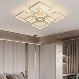 Lámpara de techo cuadrada de acrílico blanco empotrada de 5 luces y 8 luces