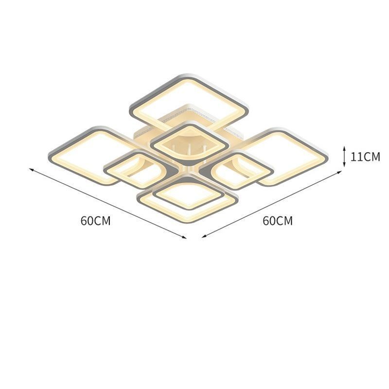 Lámpara de techo cuadrada de acrílico blanco empotrada de 5 luces y 8 luces